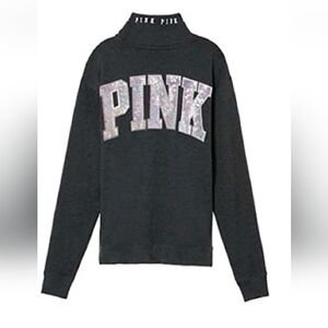 PINK VS Gray Sequin Quarter-Zip Sweatshirt 😍💎🔥